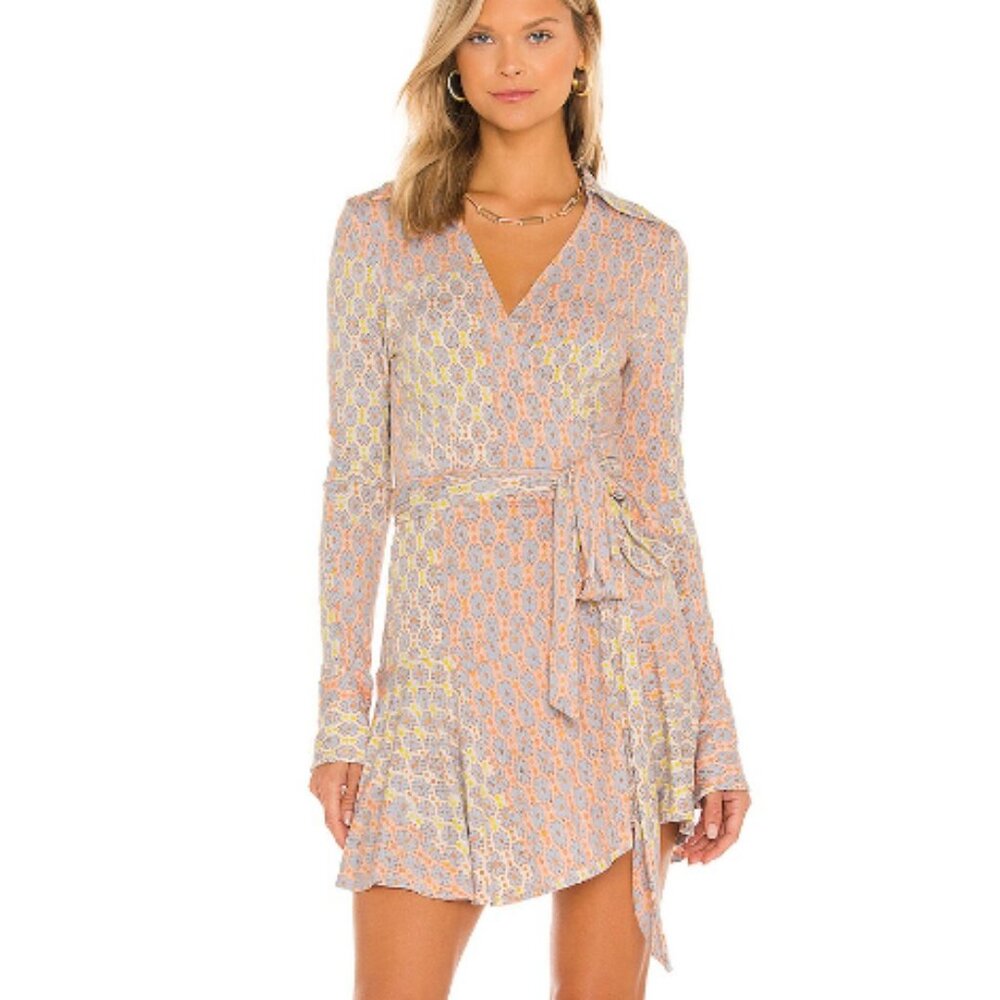 Free People Rhetta Wrap Dress in Light Combo